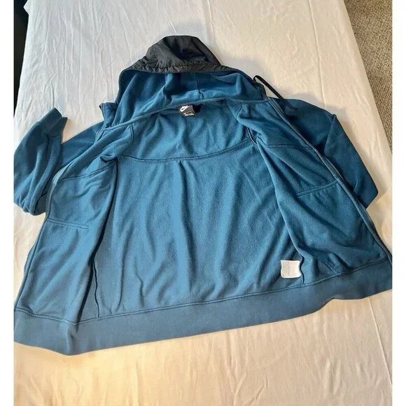 Nike Men Small Polar Fleece Windrunner Full Zip Hoodie Jacket Blue Black - Picture 6 of 9